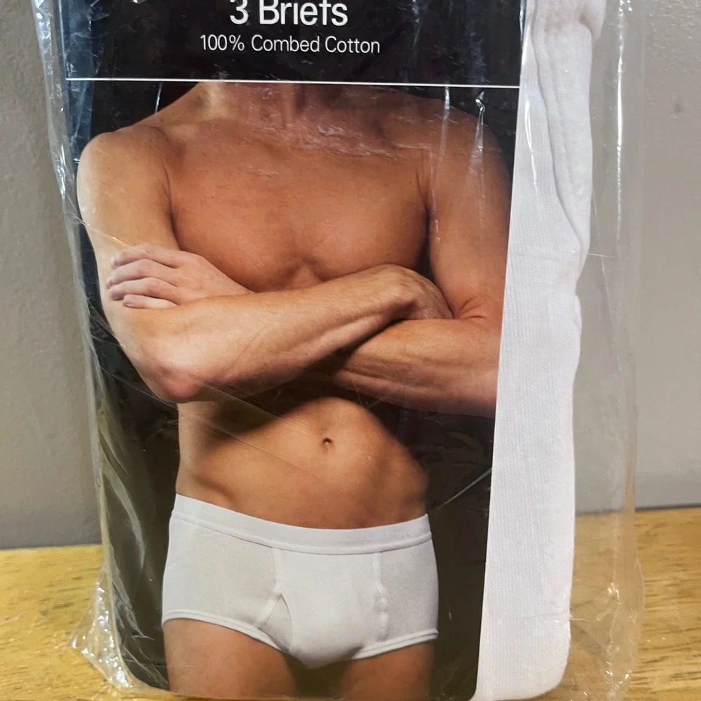 Covington Mens 3 Pack Briefs White XL 40-42 Combed Cotton Odor Control Vtg Style